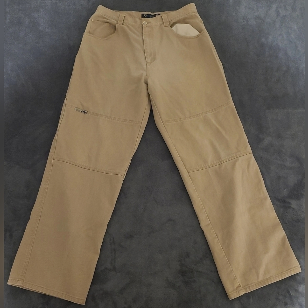 Vintage Raw Blue Beige 36x34 Ebroided Raw Blue On Back Of Jeans.
